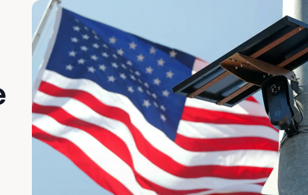 Security camera and American flag